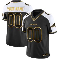Denver Broncos Gold Vapor Limited Custom Jersey - All Stitched