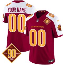 Washington Commanders 90th Anniversary Patch Vapor Custom Jersey V3 - All Stitched