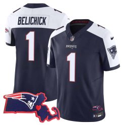 Men's Patriots Massachusetts Patch Vapor Jersey - All Stitched