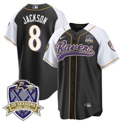 Men's Ravens 20th Season Patch Baseball Jersey - All Stitched