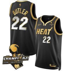 Men's Miami Heat 3-Time Champions Patch Collection Jersey - All Stitched