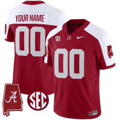 Alabama Crimson Tide Vapor Limited Custom Jersey - Alabama Map - All Stitched