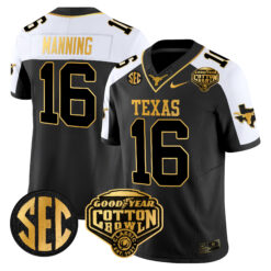 Men's Texas Longhorns Cotton Bowl Patch Gold Vapor Limited Jersey - All Stitched