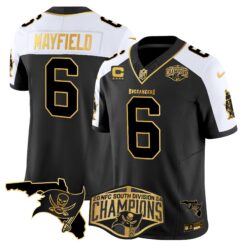 Men's Buccaneers 2024 NFC South Division Champions Patch Gold Vapor Limited Jersey - All Stitched