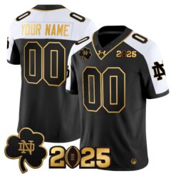 Notre Dame Fighting Irish 2025 CFP Final Patch Gold Vapor Limited Custom Jersey - All Stitched